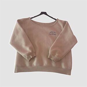 white fox boutique off the shoulder crewneck in beige - size medium/ large